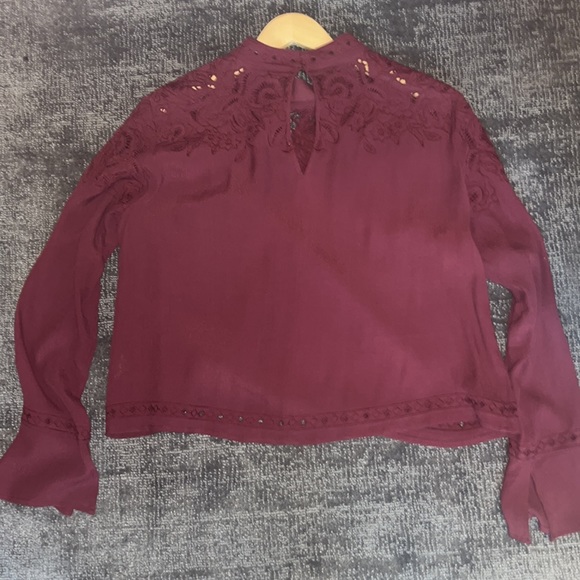 ASTR The Label burgundy long sleeve shirt size S - Picture 2 of 3